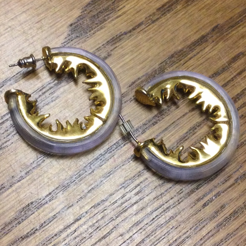 Alexis Bittar Lucite And Rhinestone Hoop Earrings - Picture 4 of 7